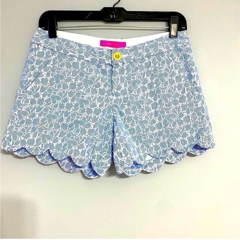 Lilly Pulitzer Buttercup Scalloped Blue Shorts Women Size 0